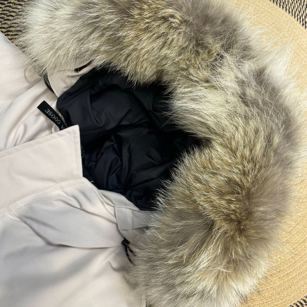 Canada Goose Beige Fur Trim Hooded Parka Jacket for Men, Full Zip, Size S - Picture 14 of 15